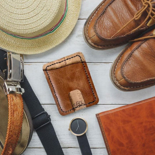 Leather & Cork Cardholder – Slim Minimalist Wallet
