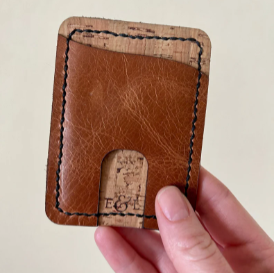 Leather & Cork Cardholder – Slim Minimalist Wallet