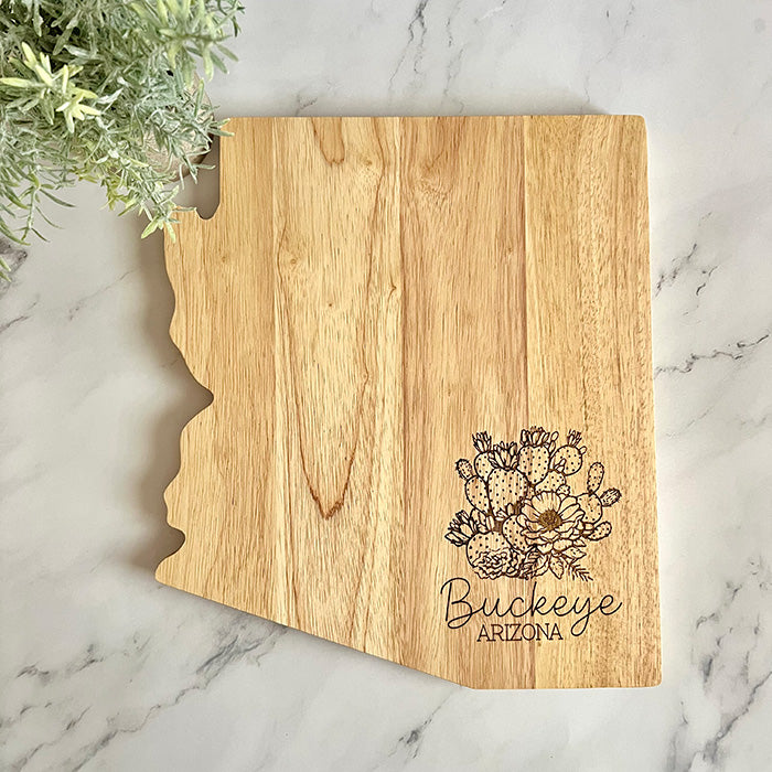 Arizona Shaped Wood Charcuterie Board