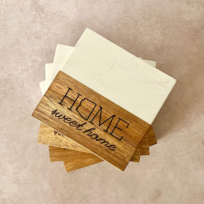 Personalized Marble and Wood Coasters