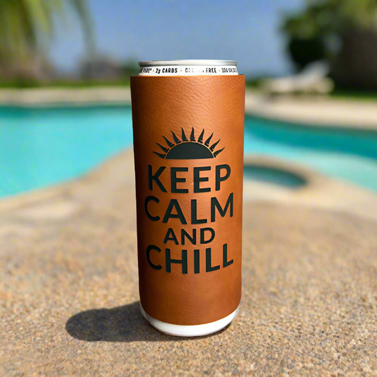 Custom Leatherette Slim Can Koozie – Personalized Drink Holder