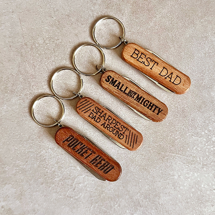 Wooden Pocket Knife Keychain