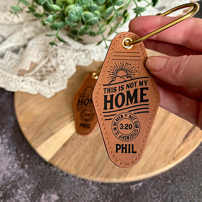 Vintage Motel Keychain – "This Is Not My Home" | Personalized