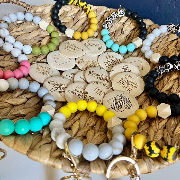 Silicone Bead Wristlet Keychain