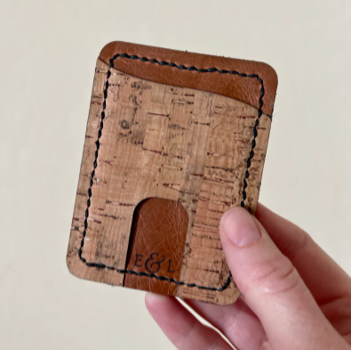 R1 Buck Brown Leather and Cork Cardholder