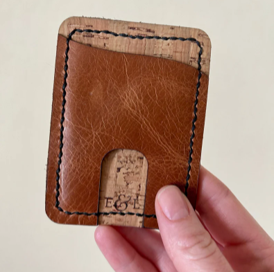 R1 Buck Brown Leather and Cork Cardholder