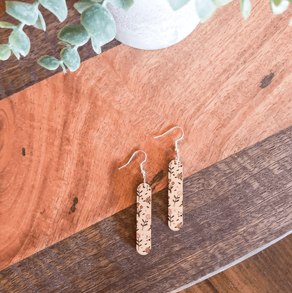 Floral Wooden Dangle Earrings