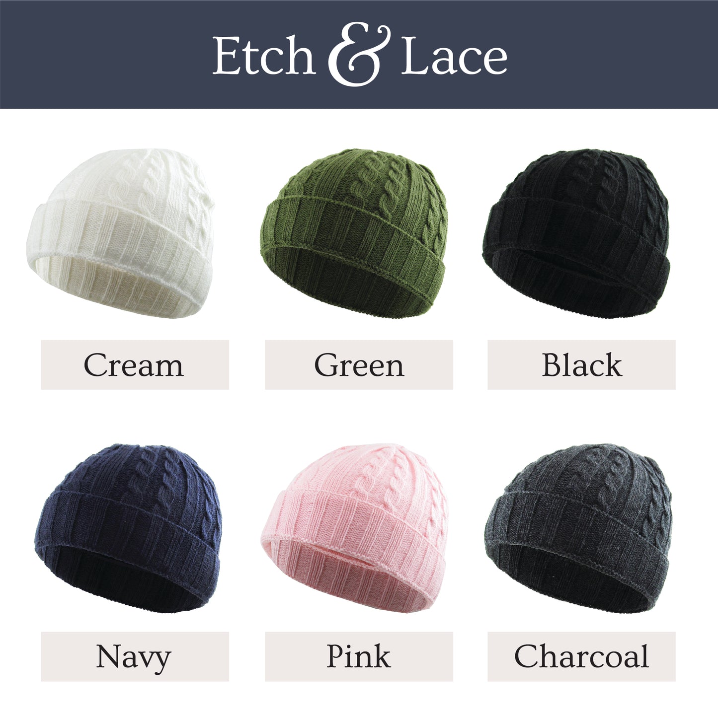 Personalized Leather Patch Knit Beanies - Create Your Signature Winter Style