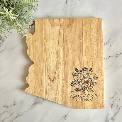 Arizona Shaped Wood Charcuterie Board