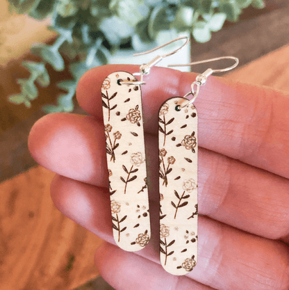 Floral Wooden Dangle Earrings