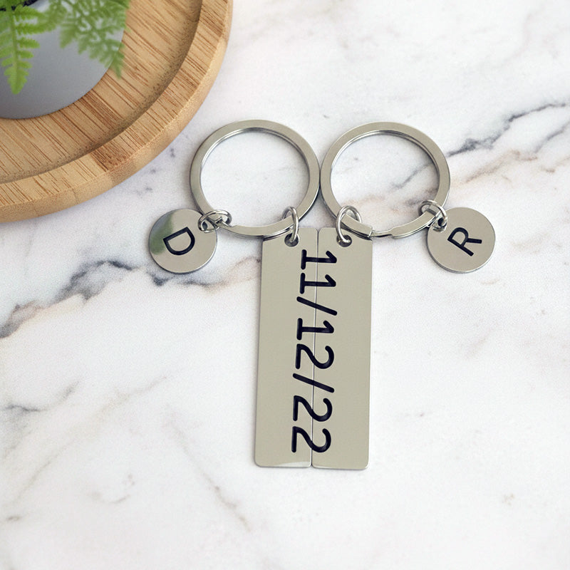 Personalized Anniversary Keychain Set