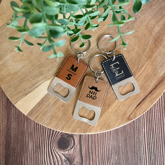 Leather Bottle Opener Keychain