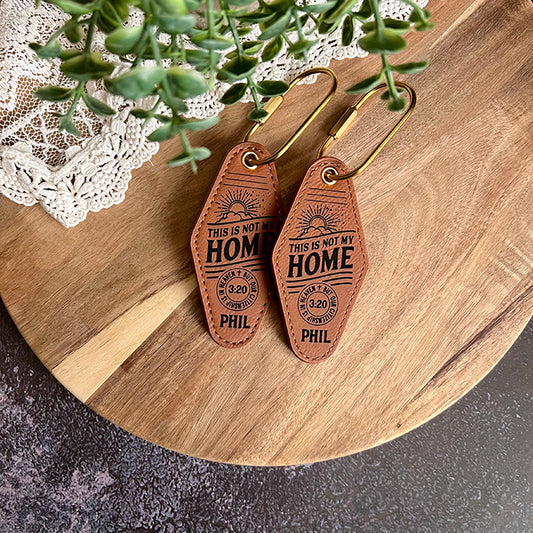 Vintage Motel Keychain – "This Is Not My Home" | Personalized