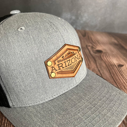 Arizona Desert Wood Veneer & Leather Patch Richardson 112 Hat