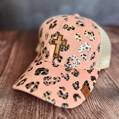 Cross Rivet Ponytail Hat