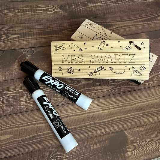Teacher Dry Erase Marker & Personalized Eraser Set