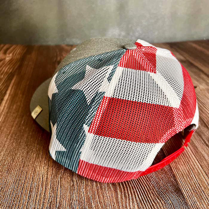 *Merica Wood Veneer & Leather Patch Trucker Hat