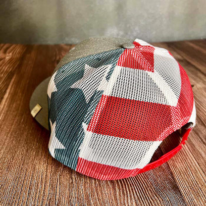 *Merica Wood Veneer & Leather Patch Trucker Hat