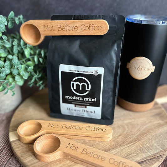 Personalized Wood Coffee Scoop & Bag Clip