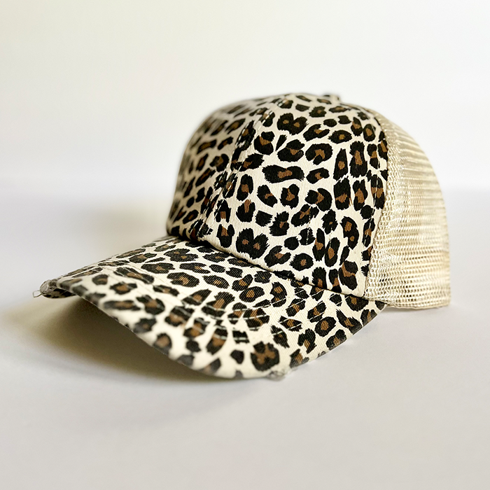 Cross Leopard Ponytail Hat