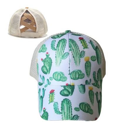 Arizona State Cutout & Flag Combo Cactus Ponytail Hat