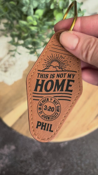 Vintage Motel Keychain – "This Is Not My Home" | Personalized